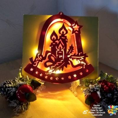 Plotter / 3D Drucker / Lasercutter Glocken Aufhänger Motiv Kerze