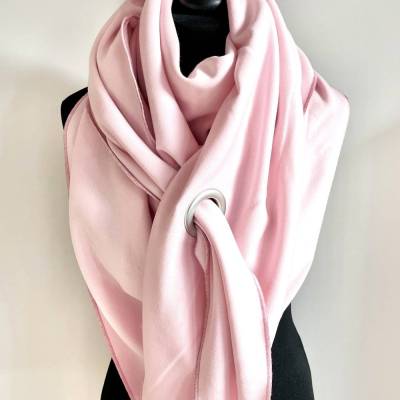 XXL Dreieckstuch aus Alpenfleece. Halstuch. Handgefertiger XXL Schal. Ösentuch. Ösenschal. Rosa.
