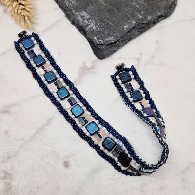 Armband Tilaperlen | blau weiß petrol | 18cm | Neodym-Magnetverschluss |Geschenk