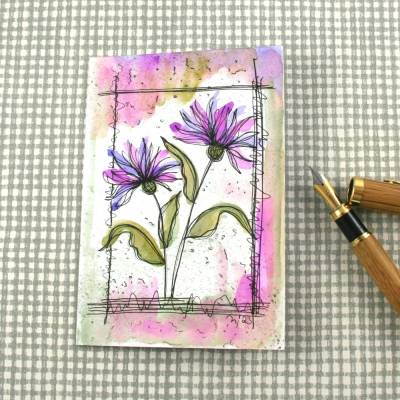Klappkarte **Flora4** von ZWEIFARBIG Glückwunschkarte Einzelstück Grußkarte 