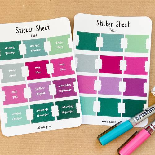 Sticker | Tabs | Aufkleber Bulletjournal | Journal Sticker | Register | Index | Pink