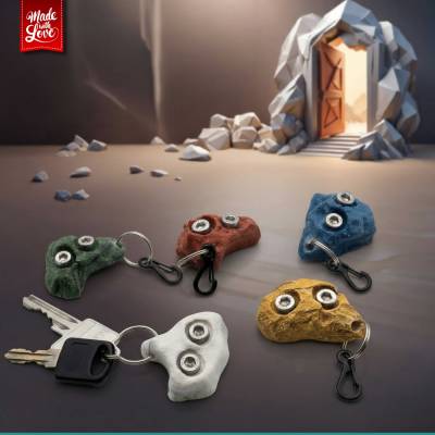 Klettergriff Schlüsselanhänger mit Karabiner, einzeln oder als 5er Set, Geschenk für Kletterer und Boulderfans