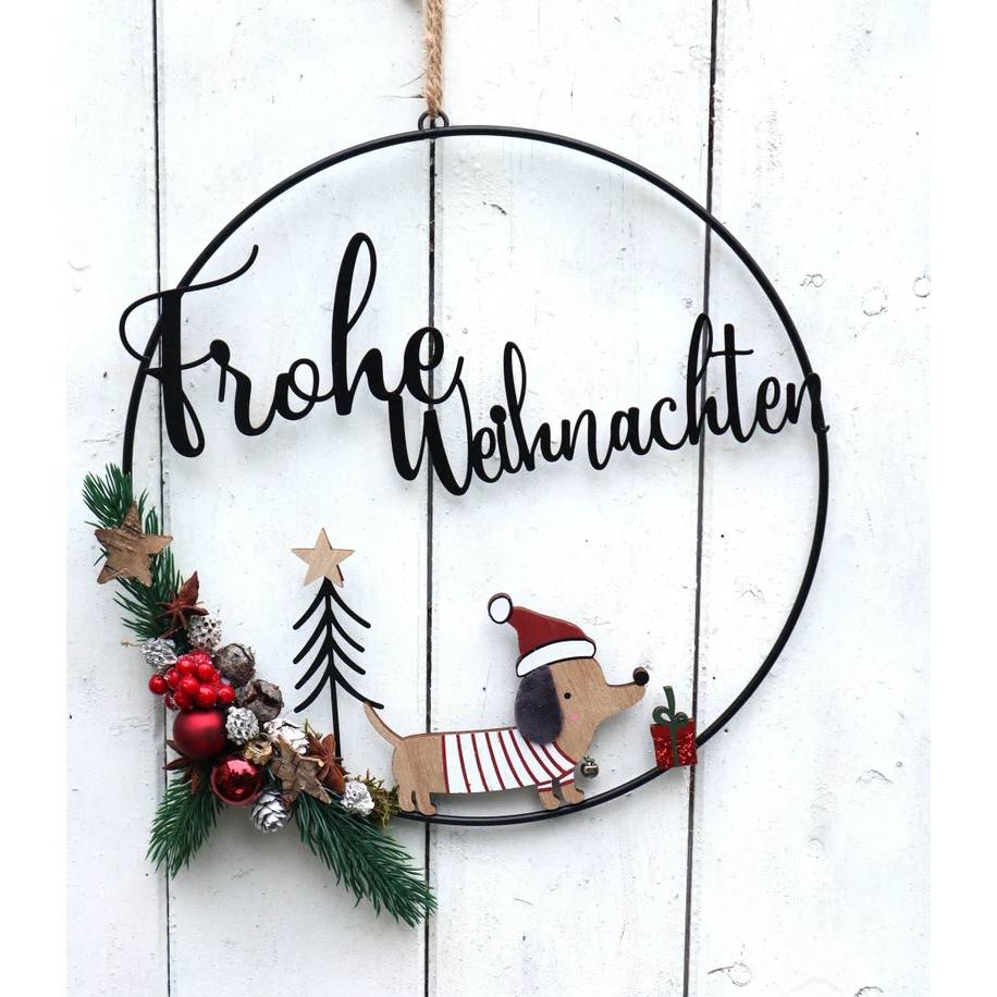 Weihnachtsdeko Loop Türkranz Advent mit Dackel
