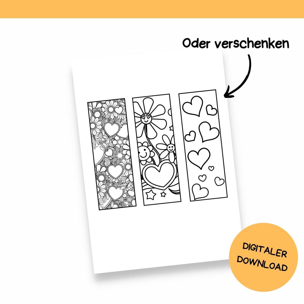 Lesezeichen zum Ausmalen Druckvorlage - Malvorlage zum Selberdrucken - Vorlage Basteln für Kinder - Digitaler Download Bild 9