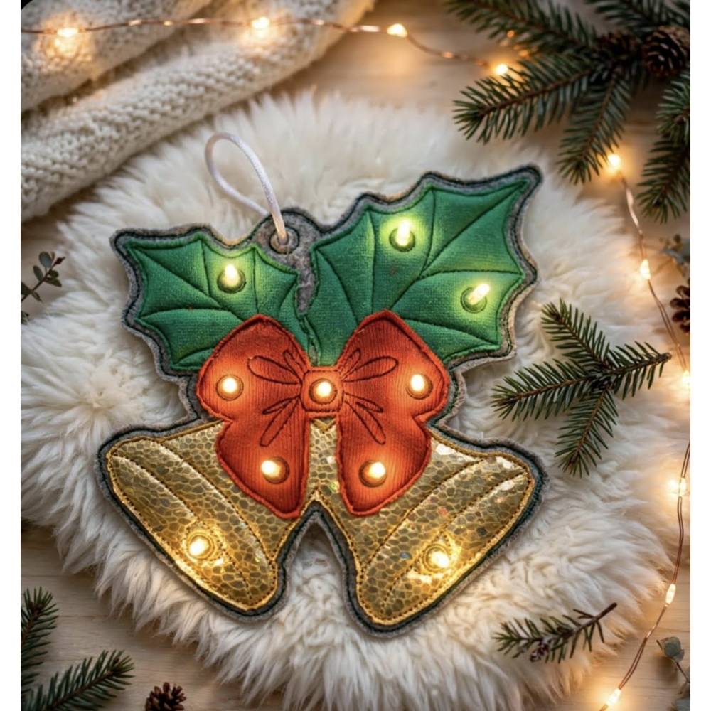 Stickdatei Weihnachten, Weihnachtsglocke, Glocke als Anhänger und mit Licht, Set 896 Bild 1