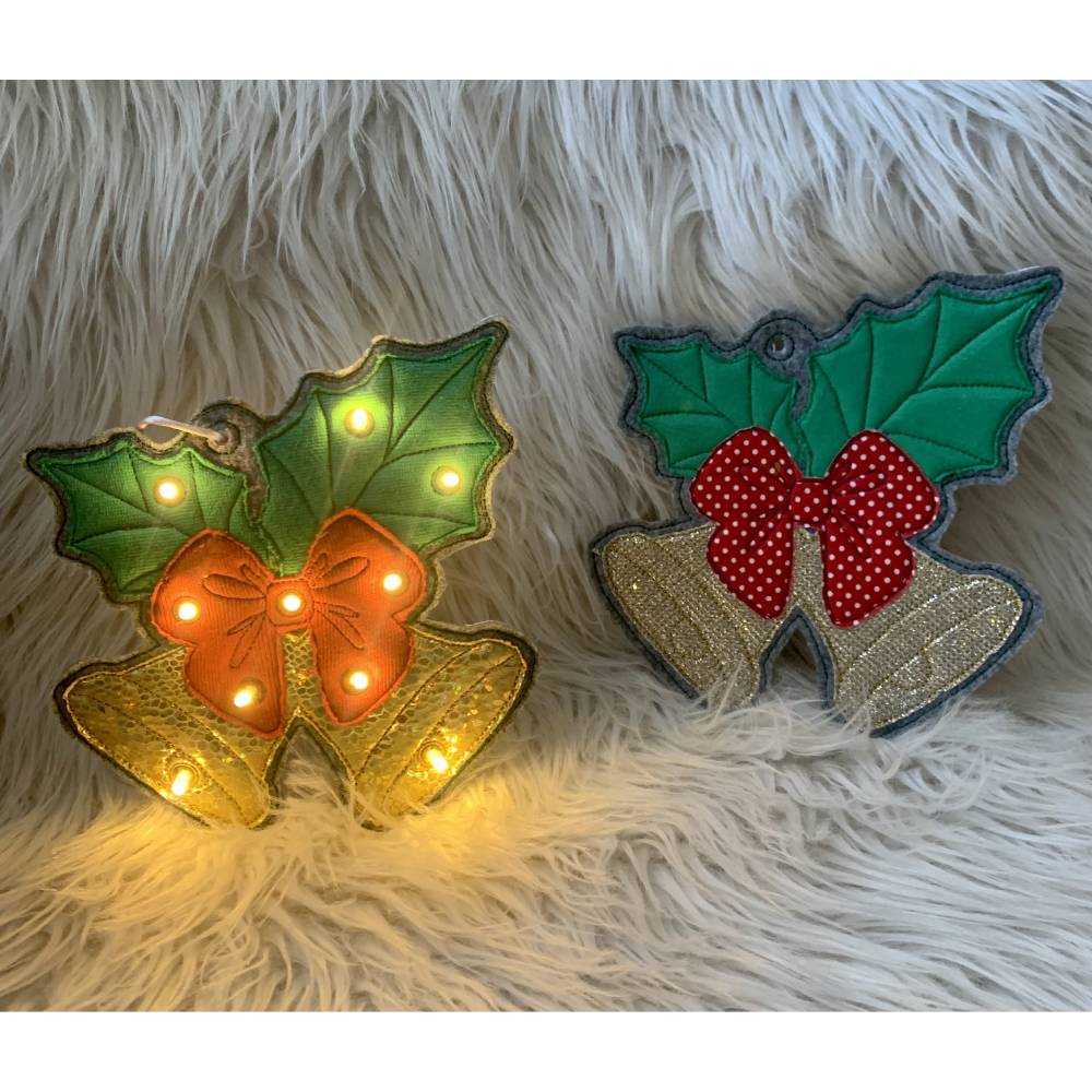 Stickdatei Weihnachten, Weihnachtsglocke, Glocke als Anhänger und mit Licht, Set 896 Bild 3