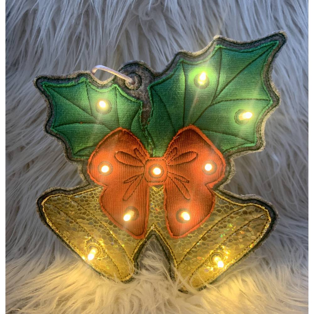 Stickdatei Weihnachten, Weihnachtsglocke, Glocke als Anhänger und mit Licht, Set 896 Bild 5