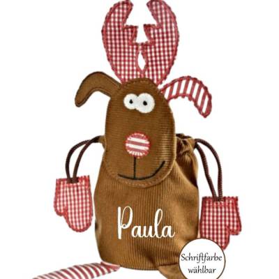 Elchbeutel personalisiert Mädchen Junge Nikolausbeutel Nikolaus Geschenk Geschenkverpackung 