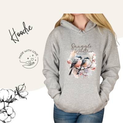 Hoodie Damen- Sweater mit Kängurutasche & einzigartigen Prints ,,Kuschel Wetter''