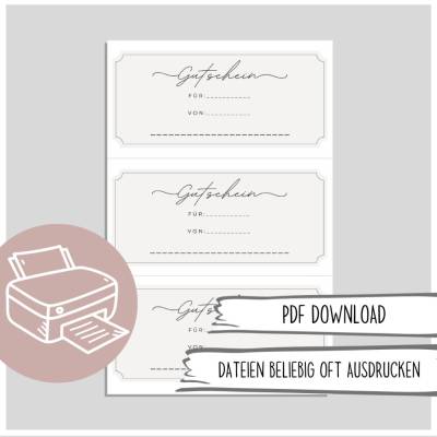 Gutschein zum Ausdruck, Gutscheine für verschiedene Anlässe - Gutschein zum Ausdrucken Last Minute Geschenk