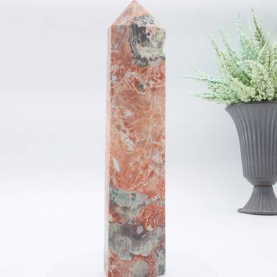 GROSSER ROSA ACHAT EDELSTEINTURM, Obelisk, Spitze 220 mm