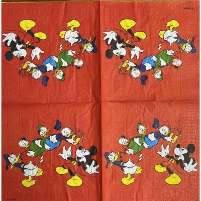 1 Serviette - zum Basteln - Donald Duck und Micky (S6)