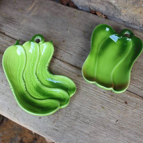 2er Set Gurke Paprika Schälchen Keramik Vintage Retro Küche 80er 90er Jahre
