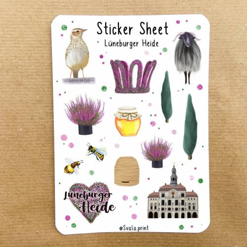 Sticker Lüneburger Heide | Lüneburg | Aufkleber Bulletjournal | Journal Sticker | Heide