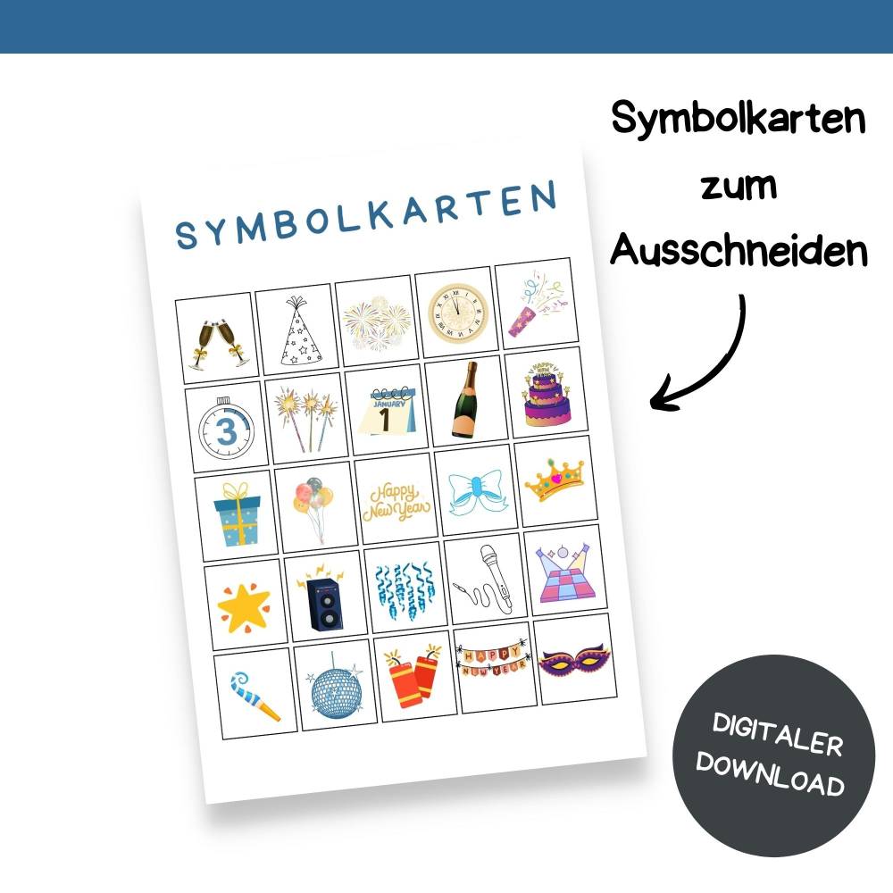 Bingo für Silvester Druckvorlage - Silvesterbingo zum Selberdrucken - Bingo für Silvesterfeier - Digitaler Download Bild 5