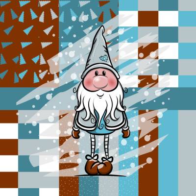 Digistamp Gnom blau  Wichtel Weihnachten Winter