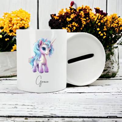 Personalisierte Einhorn-Spardose – Geschenk zur Geburt, Taufe & Einschulung