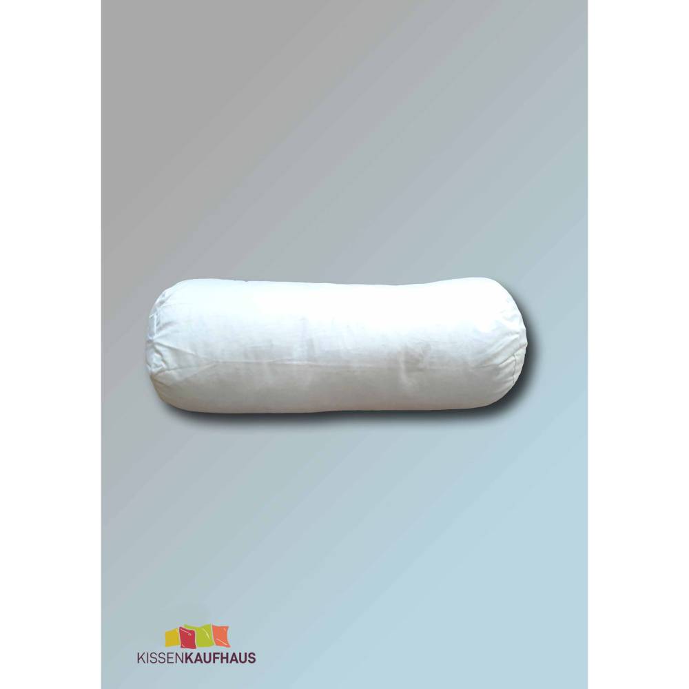 Rolle 40 x 15 cm Nackenrolle mit soften 400 g Federfüllung Kissen Federkissen in weiß