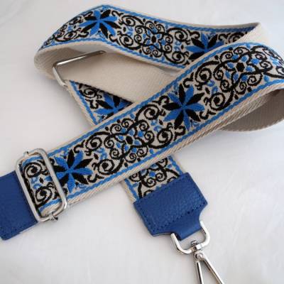 Schultergurt Taschentrageriemen  beige blau  für Taschen Handtaschen