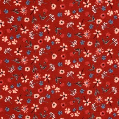 French Terry  Blumenmeer geraut hellbordeaux Oeko-Tex Standard 100 (1m/16,-€)