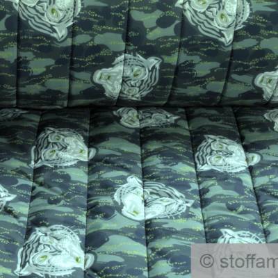 Stoff Polyester Stepp Stoff Tarndruck grün Tiger Jacken Stepper Steppstoff