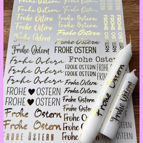 Kerzenfolie METALLIC, FROHE OSTERN, A4, Gold, Wasserschiebefolie, Kerzentattoo, für Stabkerzen etc, Ostern, Osterfest -w