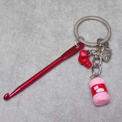Sorgenwürmchen DANKE SAGEN Häkeln Schlüsselanhänger rot rosa