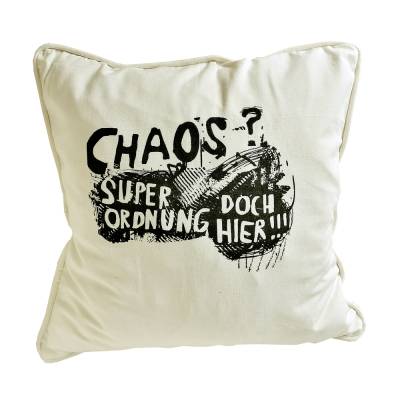 Chaos. Kissenbezug Biobaumwolle, 45x45 cm, handbedruckt, Siebdruck