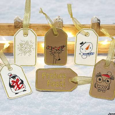ITH Stickdatei weihnachtliche Geschenkanhänger