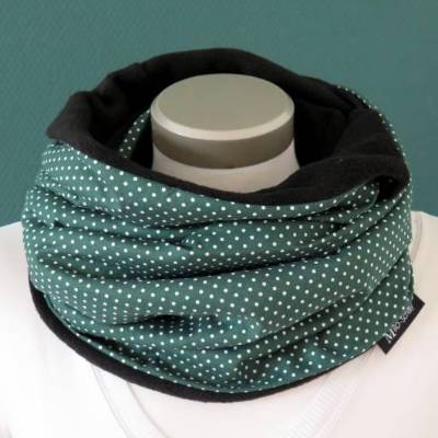 Loop Schal Damen Punkte grün Schlauchschal Fleece Kuschelschal Winterschal warmer Schal Geschenk