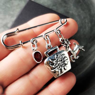 Brosche, Anstecknadel, Anstecker, Charivari-Brosche, Trachtenschmuck, 