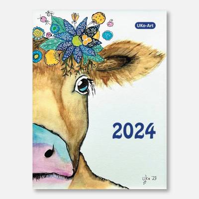 Kalender 2024, Wandkalender in Din A5, 14 Blatt, Aquarell Illustrationen,UKo-Art Werkstatt-Kalender der Seelenmalerinnen