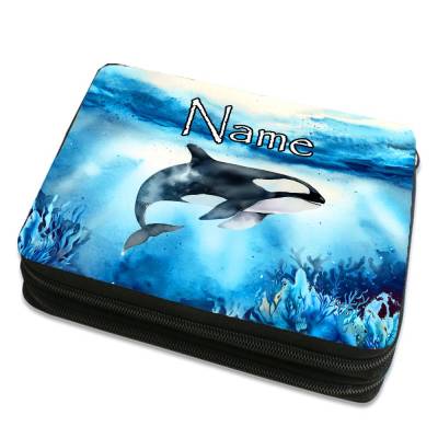 Orca Federmäppchen inkl. Inhalt mit Name / personalisierbar