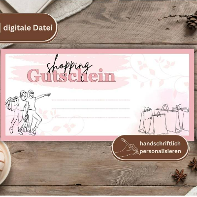 Shopping Gutschein PDF | Shoppinggutschein digital | Geschenkgutschein Vorlage | Gutschein individuell personalisierbar