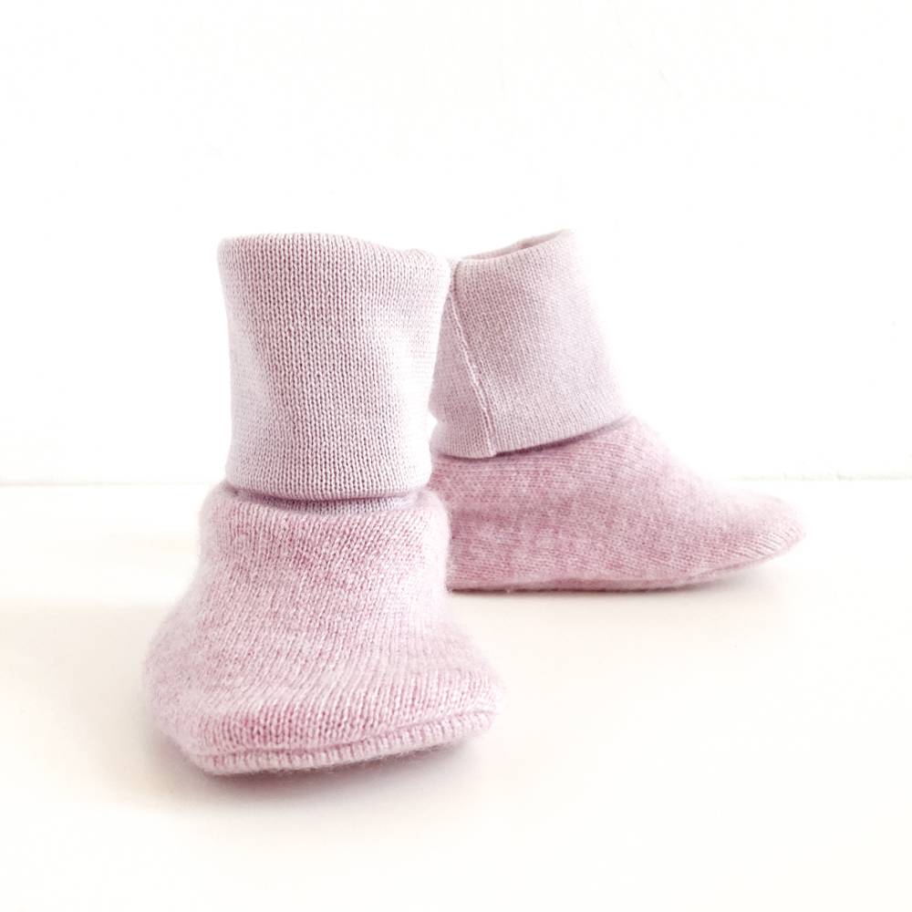 Babyschuhe, Kaschmir Merinowolle, rosa, Upcycling Bild 1