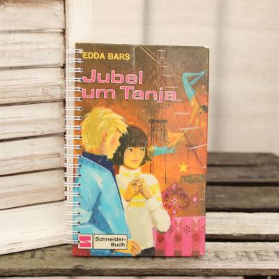 Notizbuch "Jubel um Tanja" aus altem Kinderbuch von 1975 mit vintage Flair