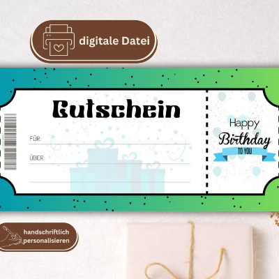 Geburtstag Gutschein PDF | Geschenkgutschein Vorlage | Reisegutschein digital | Gutschein drucken | Geburtstagsgeschenk