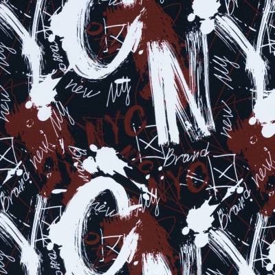 Sweat  Montreal angeraut Schrift abstrakt schwarz/burgundy Oeko-Tex Standard 100 (1m/19,00€)