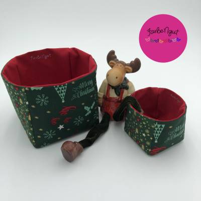Weihnachtliches Patchwork-Utensilo (Merry Christmas) Doppel – Handgefertigt, robust & vielseitig