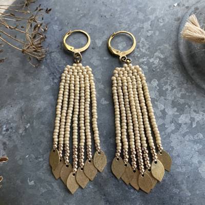 Ohrhänger • GiN • leicht und angenehm zu tragen in beigegold•|• Ethnostyle•|•Bohostyle•|•fringe•|•folkstyle