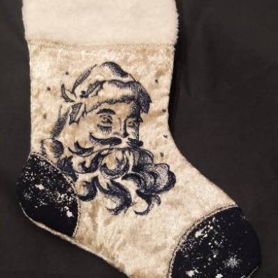 Weihnachtssocke Weihnachtsmann 01 - bestickt , 14x28cm