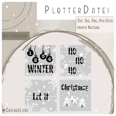 Plotterdateien-Set Christmastime – 4 winterliche & weihnachtliche Motive für DIY-Projekte