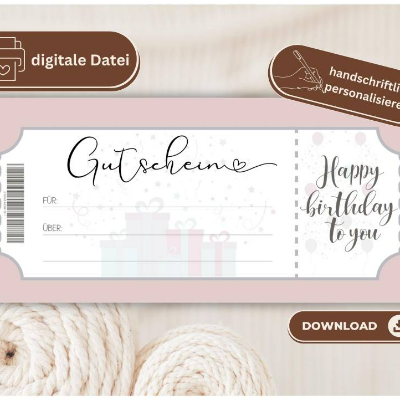 Geburtstag Gutschein PDF | Geschenkgutschein Vorlage | Reisegutschein digital | Gutschein drucken | Geburtstagsgeschenk
