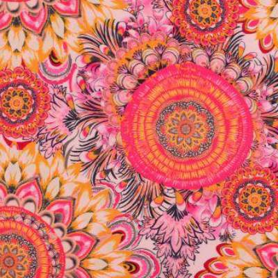 Viskose Popeline Digital Mandala pink (1m/12,-€)