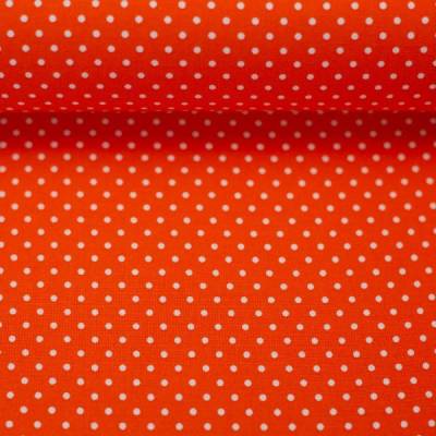 Baumwolle " Judith" Punkte/Tupfen  2mm  orange/weiß Oeko-Tex® Standard 100(1m/8,-€)