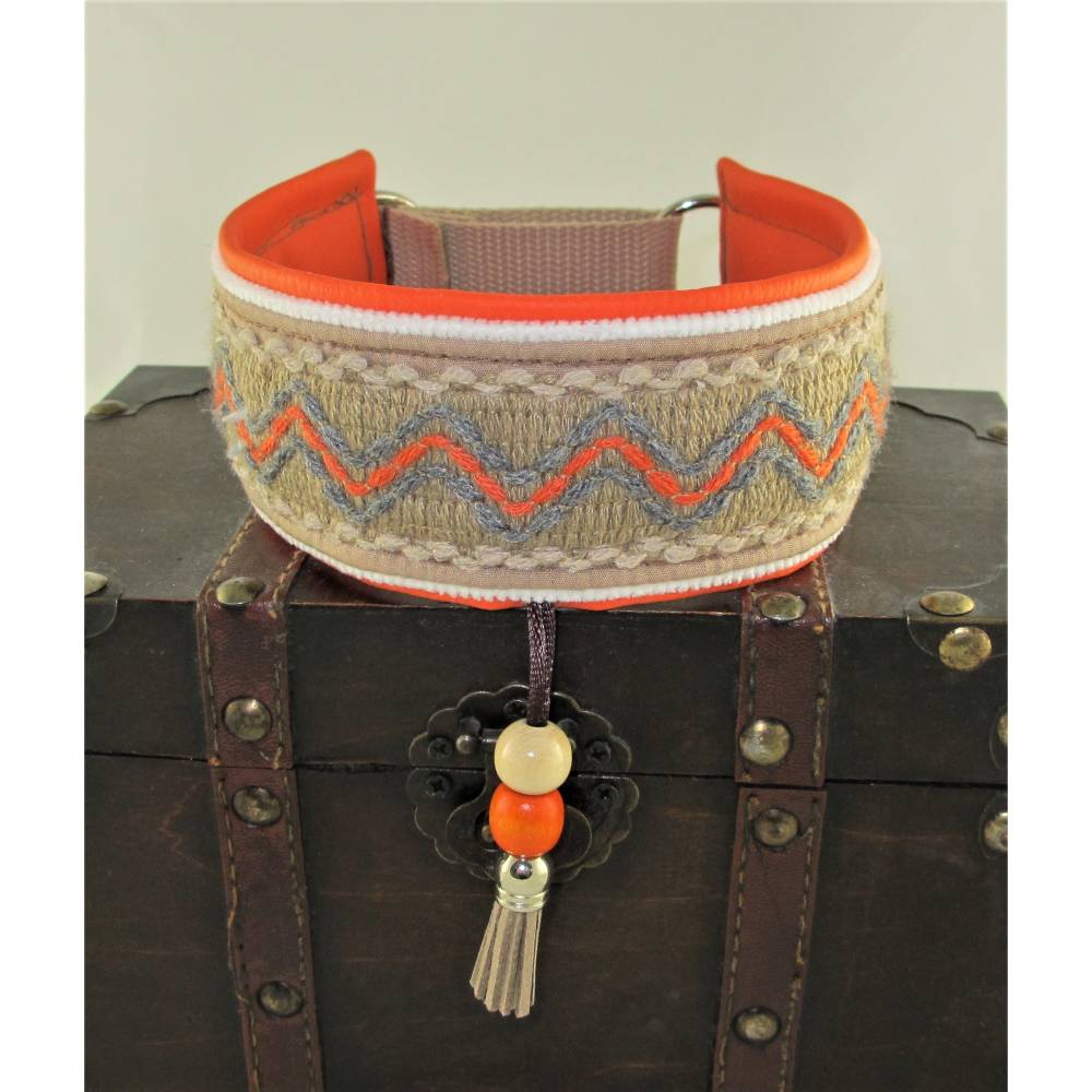 Windhundhalsband "Country" Hundehalsband Halsband Zugstopp oder  Klickverschluss mit Schmuckquaste
