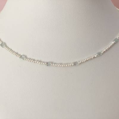 Perlenkette Aquamarin – Handgemachte Zuchtperlen, Brautschmuck, Geschenk für Frauen