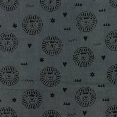 Musselin Double Gauze Löwe Stahlblau Oeko-Tex Standard 100 (1m/10,00 €)