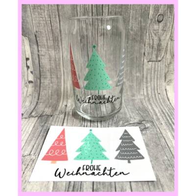 Rub-On I Modern, RANDLOS, FROHE WEIHNACHTEN, ca. 10x8 cm, bunt/farbig, Weihnachten, Rubon-Sticker, Rub ONs, für Gläser, 