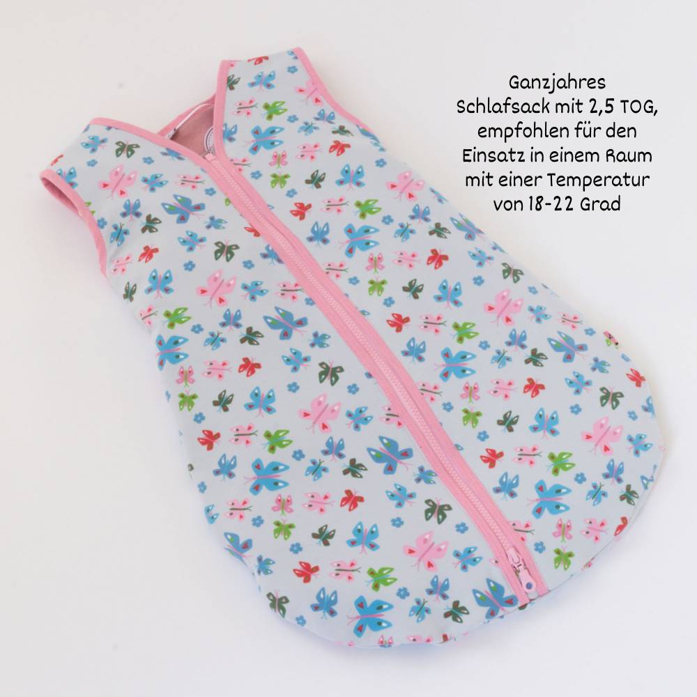 Babyschlafsack, Schlafsack fr Babys, Ganzjahres Schafsack, Strampelsack,  Neugeborenen-Schlafsack Schmetterlinge